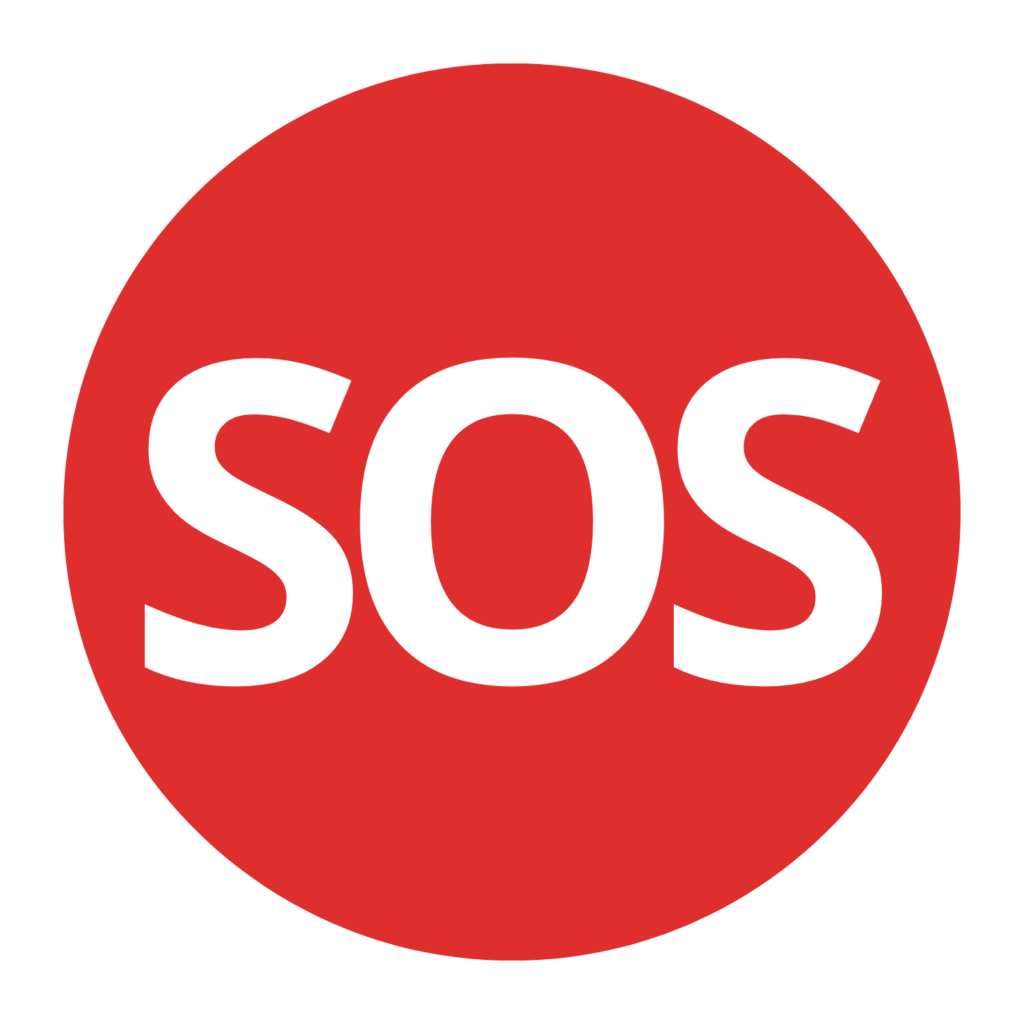 Bonton SOS Bouton SOS : rond rouge avec écris a l'intérieur "SOS"