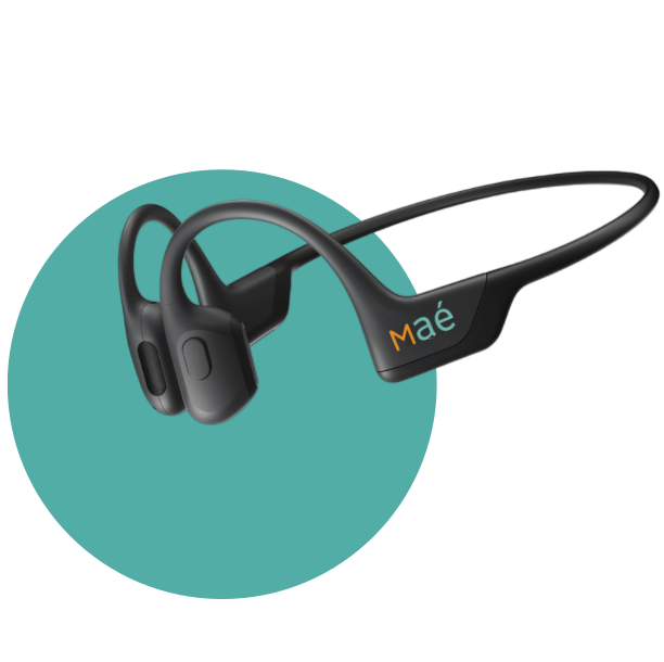 Les écouteurs à conduction osseuse Maé® pour écouter son gps en entendant son environnement.