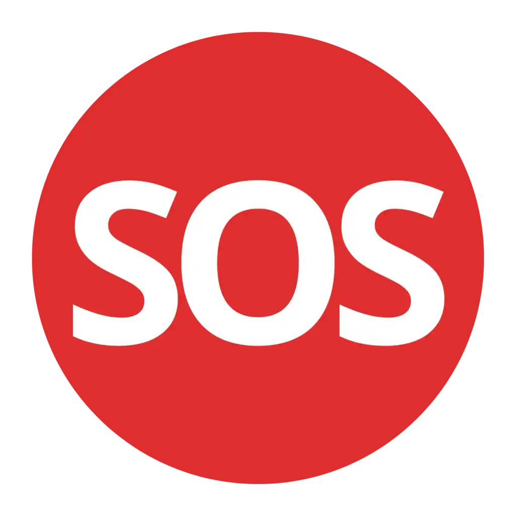 Bouton SOS de l'application Maé® : alerte d'urgence accessible depuis tous les écrans pour appeler immédiatement un proche aidant en cas de besoin