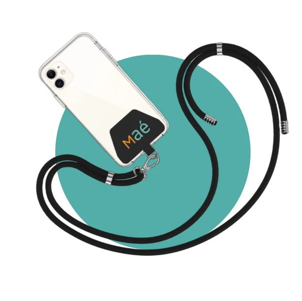 Cordon bandoulière Maé® pour porter son téléphone en toute liberté et profiter de l'application troubles de la mémoire à tout moment